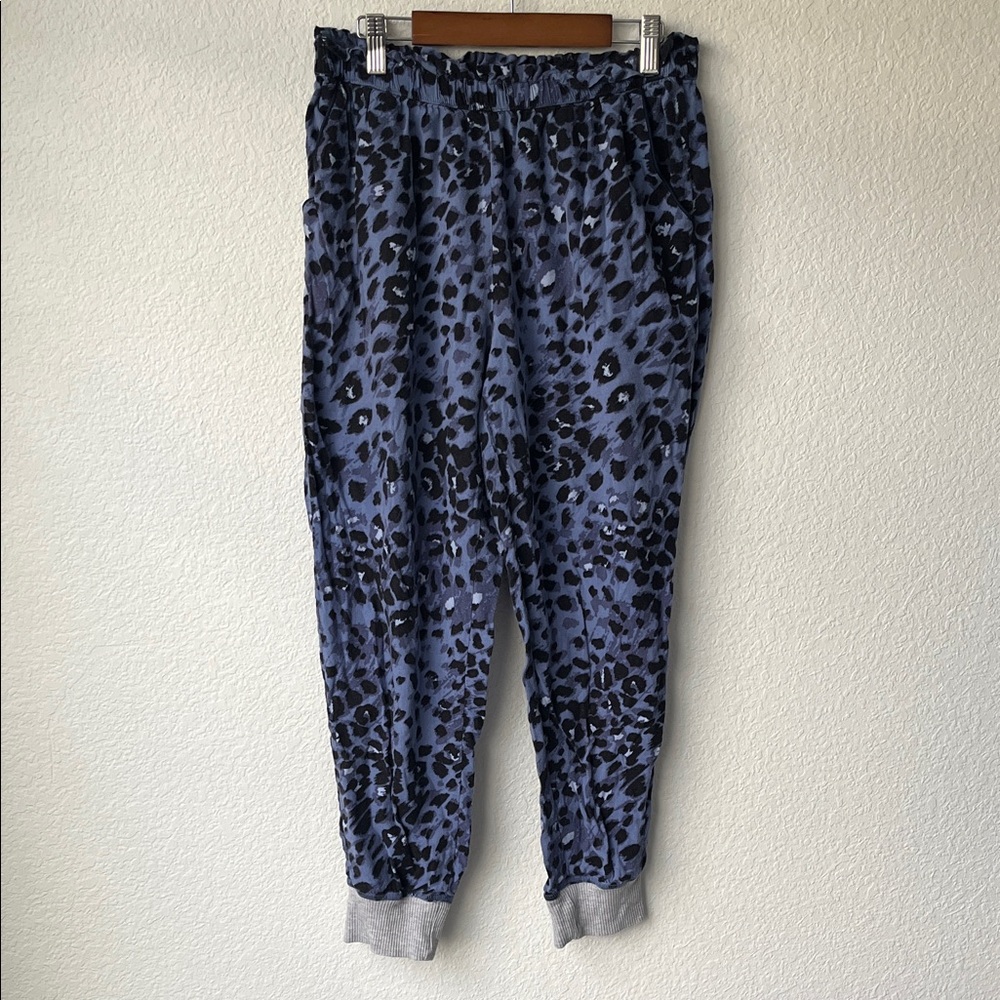 Aerie Blue Leopard Print Jogger Lounge Pants